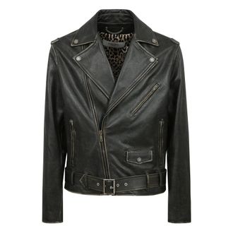 Golden Goose Leren Bikerjack - Heren - Leren en Su&egrave;de Jassen - Zwart - L - Leer - Jassen