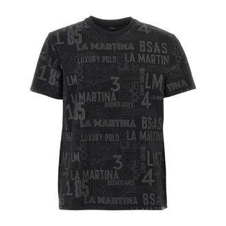 La Martina T-Shirt Regular Fit - Scritta a maniche corte - - Tops - Uomo - Nero - XL