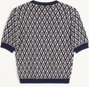 Valentino Maglia In Lana Jacquard Toute La V Donna CREMA/NAVY XXS