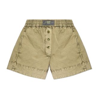 Ganni Short Shorts, female, Green, Size: 2XS Washed Cotton Shorts