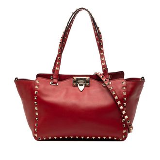 Valentino Pre-owned Valentino Small Leather Rockstud Trapeze Satchel Ladies 847K8P5SPDAA4DAC