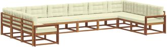 vidaXL Conjunto De Sof&aacute;s De Exterior 10 Uds. Natural Y Crema Vidaxl