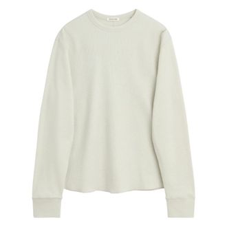 Sunflower Wool Waffle Tee LS - Heren - Tops - Wit - Maat: L Wol