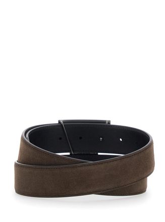 Tod's Mens Belt Brown Suede Calf Leather