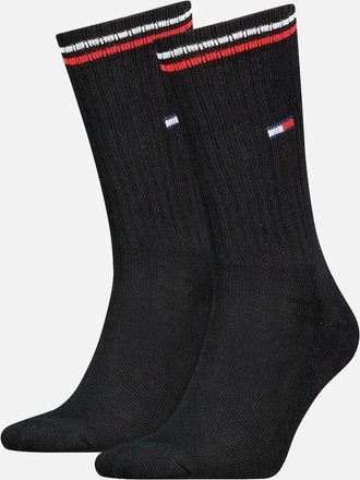 Tommy Hilfiger Mens 2-Pack Tommy Jeans Logo Sports Socks, Black - Size: 9/9.5/10/10.5/11/11.5/12