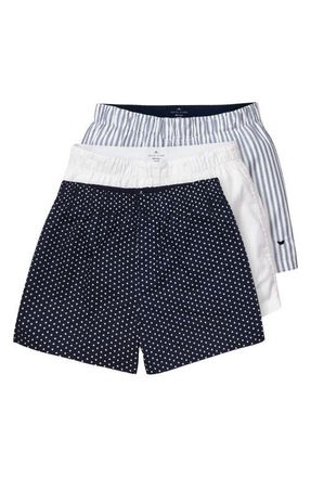 Petite Plume Assorted 3-Pack Cotton Twill Boxers in Navy at Nordstrom, Size X-Small