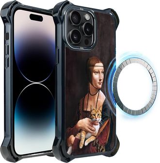 OEM Funda Ibizu Dropguard Ultra Para Iphone 14 Pro Max Con Magsafe, Leonardo Da Vinci, Dama Con Gato