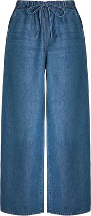 Mother The Buffet Nerdy drawstring straight-leg denim - women - Recycled Cotton/Lyocell/Cotton - 26 - Blue