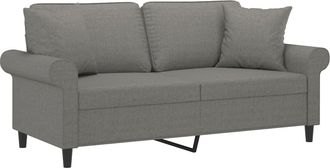 vidaXL Sof&aacute; 2 Plazas Con Almohadas Y Cojines Tela Gris Oscuro 140 Cm Vidaxl