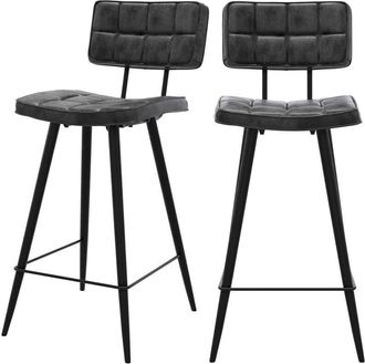 Rendez-Vous D&eacute;co Rendez-vous D&eacute;co - Set De 2 Taburetes Para Isla De Cocina Gris/negro 66 Cm - Texas