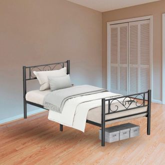 Vasagle Single Metal Bed Frame Easy Assembly Small Space Guest Room in Black