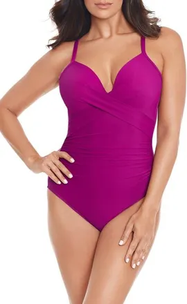 Miraclesuit Captivate Rock Solid Strappy One-Piece Swimsuit in Framboise at Nordstrom, Size 12