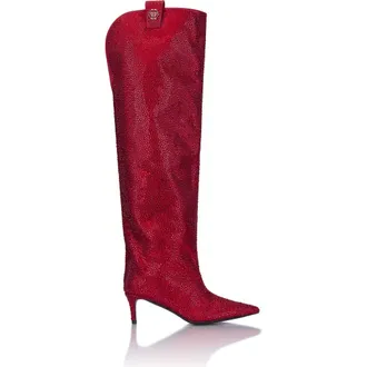 Philipp Plein Low-Heel Overknee Boots Mixed Strass 6 Women in Red at Nordstrom, Size 36