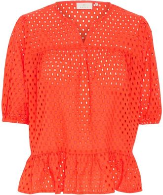 Kaffe Grenadine Blouse - Stijlvol Model - Dames - Blouses - Oranje - L - Overhemden