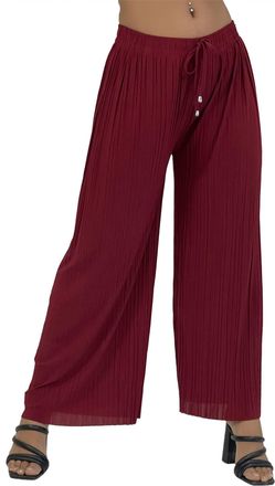 Generic Womens Pleated Relaxed Wide Leg Smart Casual Palazzo Trousers - Black Khaki Mocha Wine Blue Pink Mustard Navy Grey Nude - Small - X-Large (UK, Alpha, 