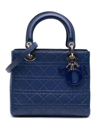 Dior 2013 Medium Ultra Matte Calfskin Embossed Cannage Lady Dior satchel - women - Calf Leather - One Size - Blue
