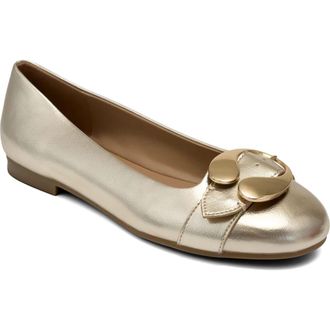 Aerosoles Paradise Buckle Flat in Soft Gold at Nordstrom, Size 6.5