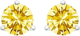 House of Brilliance 14K Gold 3-Prong Martini Set 1.0 Cttw Yellow Lab Grown Diamond Solitaire Stud Earrings in White at Nordstrom