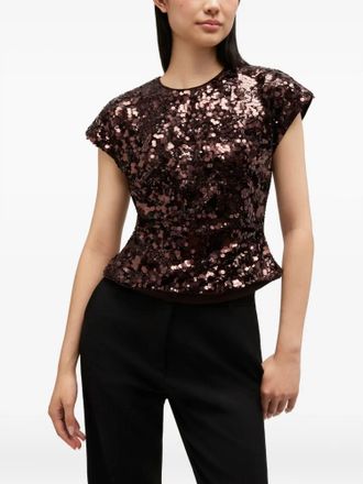 Ganni Velvet Sequins Top In Demitasse