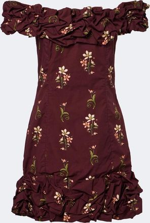 Agua Bendita Jardin floral off-shoulder cotton minidress