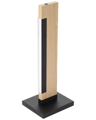 Eglo Eglo Camacho 1 Light Integrated Led Table Lamp, Black & Wood Finish With White Plastic Cover