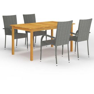 vidaXL Juego De Comedor Para Jard&iacute;n 5 Piezas Gris Vidaxl