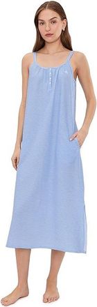 Lauren Ralph Lauren Double Strap Knit Ballet Gown Womens Jumpsuit & Rompers One Piece Blue Stripe : LG (US 12-14), Cotton