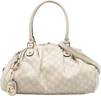 Gucci Pre-owned Handbags, female, White, Size: ONE SIZE Pre-owned Sukey Satchel