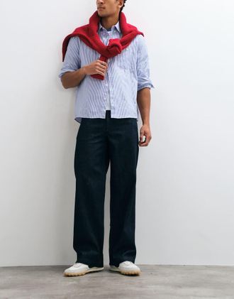 Arket jeans in denim a gamba larga blu scuro-blu navy