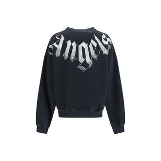 Palm Angels Logo-Print Cotton Sweatshirt - Black