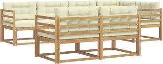 vidaXL Conjunto De Sof&aacute;s De Exterior 6 Uds. Blanco Y Crema Poli&eacute;ster Vidaxl