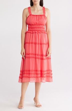 Wishlist Ruffle Tiered Midi Sundress in Rose Of Sharon at Nordstrom Rack, Size Medium