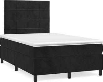vidaXL Cama Box Spring Con Colch&oacute;n Y Led Terciopelo Negro 120x190 Cm Vidaxl