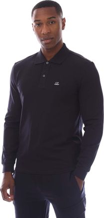 C.P. Company Mens Stretch Piquet Long Sleeve Polo Shirt in Navy Cotton - Size X-Large