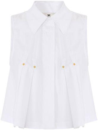 Elisabetta Franchi Sleeveless White Shirt with Pointed Collar