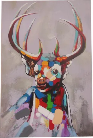 Biscottini International Cuadro &Oacute;leo Sobre La Tela Pintado A La Mano Cervo