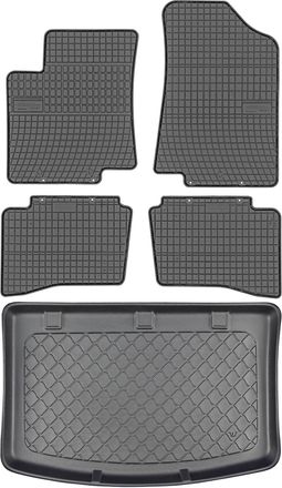 OEM Kia Rio Iii Hatchback De 08.2011 A 01.2017 Set - Alfombrillas De Goma Para Coche + Alfombrilla Para Maletero