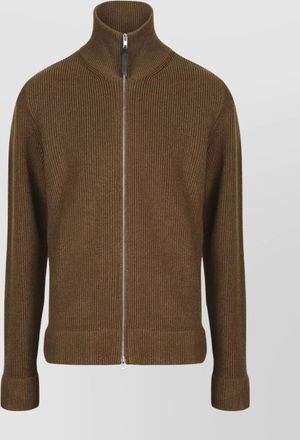 Maison Margiela high neck ribbed-knit zip-up sweater