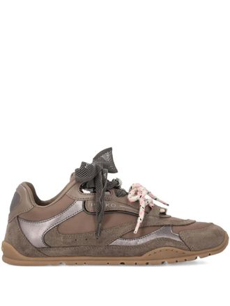 Pinko lace-up sneakers - women - Polyester/Calf Suede/Fabric/Rubber - 39 - Brown
