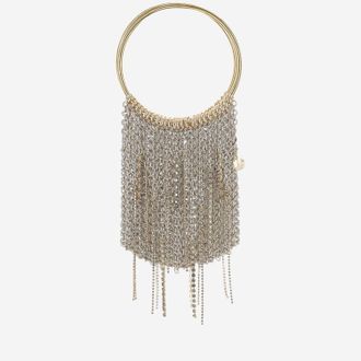Silvia Gnecchi Womens Handbag Lefluff Metal Chain Fringe Silver Handbags Hand Bags