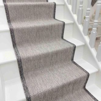 Runrug Stair Runner Carpet - Reversible & Durable, 2mm - Illusion in Grey | Size: 60 cm x 630 cm