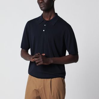 Roberto Collina Polo regular in cotone blu navy