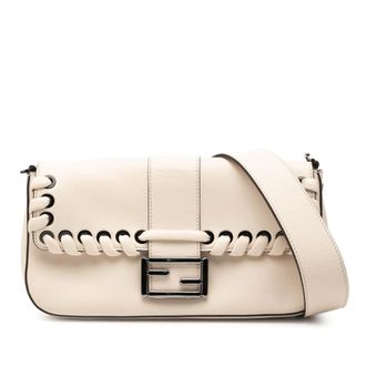 Fendi Pre-owned Fendi Whipstitch Leather Baguette Crossbody Ladies 8BR600