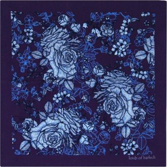 Lords of Harlech Hudson Merino Wool Handkerchief Pocket Square in Roma Floral Plum at Nordstrom