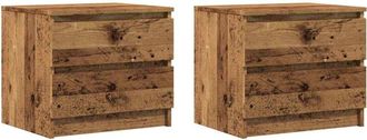 vidaXL Vidaxl - Mesita de noche 2 uds madera ingeniería envejecida 50x40x43.5cm