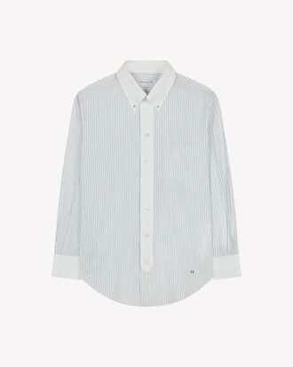 Serena Bute Cotton Johnny Shirt - Navy Blue Stripe