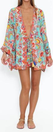 Sabrina Crippa Scilla Top In Turquoise Happy Flower