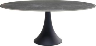 Kare Design Mesa de comedor para 6 personas en aluminio negro y gres l180