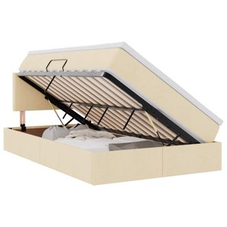 vidaXL Cama De Almacenamiento Led Con Colch&oacute;n Crema 120 X 190 Cm Tela Vidaxl