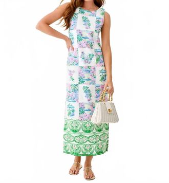 Lilly Pulitzer Dee Stretch Maxi Shift Dress In Multi Sunny Dee Patch Engineered Woven